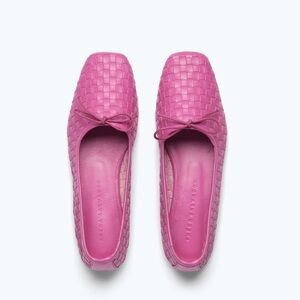 Freda Salvador Pink Woven Square-Toe Ballet Flats